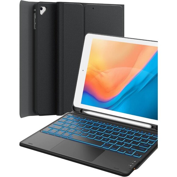 GreenLaw 9.7" iPad 6/5/Air 2 Keyboard Case, 7-Color Backlit, Dual BT - Picture 1 of 7